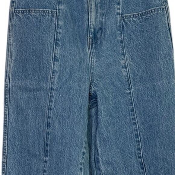 J. Crew Tapered Crop High Rise Wide Leg Jean Elastic Waist Patch Pockets 4 Blue - Picture 15 of 15